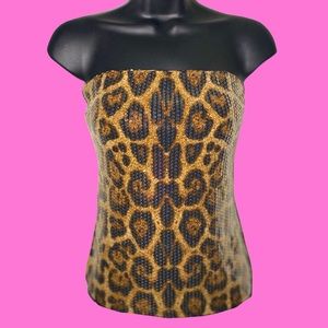 Sequined leopard tube top by Love Culture.